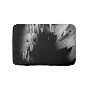 Tapete De Banheiro Corações Hemorrágicos Flores A Preto E Branco