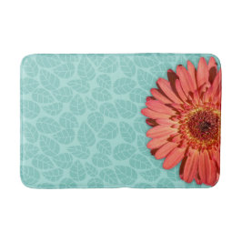 Tapete De Banheiro Coral Colorido Gerbera Daisy Photo Mint Green