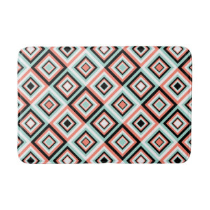 Tapete De Banheiro Coral e Mint Diamond Pattern Bath Mat