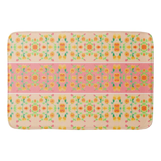 Tapete De Banheiro Coral Peach e Dourado (Frente)