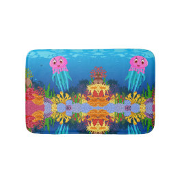 Tapete De Banheiro Coral verde-roxa-amarela, Reed e medusa-amarela