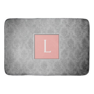 Tapete De Banheiro Coral Vintage Damask Monograma Bath Mat