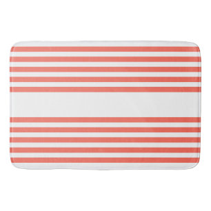 Tapete De Banheiro Coral vivo e padrão branco de cinco faixas