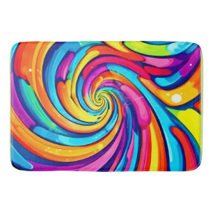 Tapete De Banheiro Cores giratórias, espiral psicodélica, chao colori