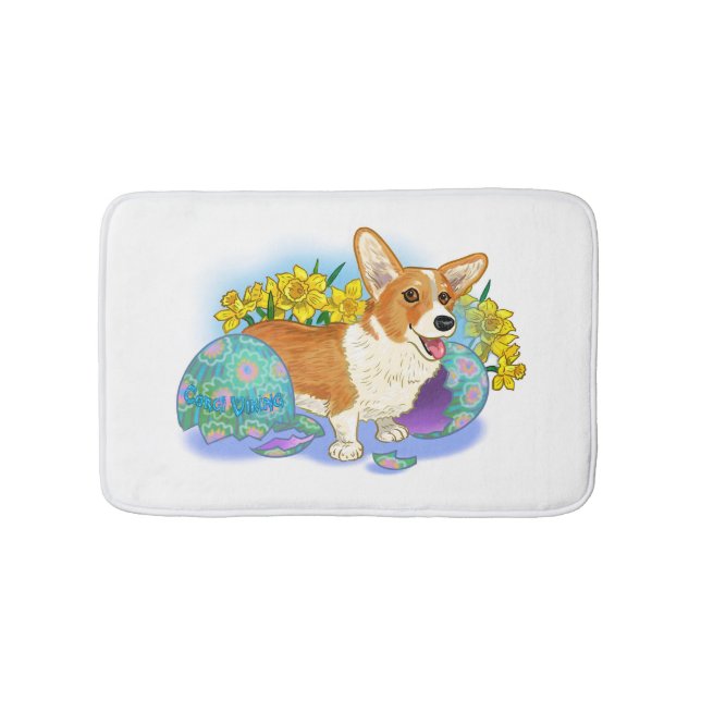 Tapete De Banheiro Corgi de Páscoa  (frente)