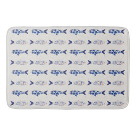 Tapete De Banheiro Cortina de Banho com Padrão de Peixe Azul Estilo C