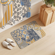 Cortina de Motivo Misto Creme Amarelo Xisto Azul B