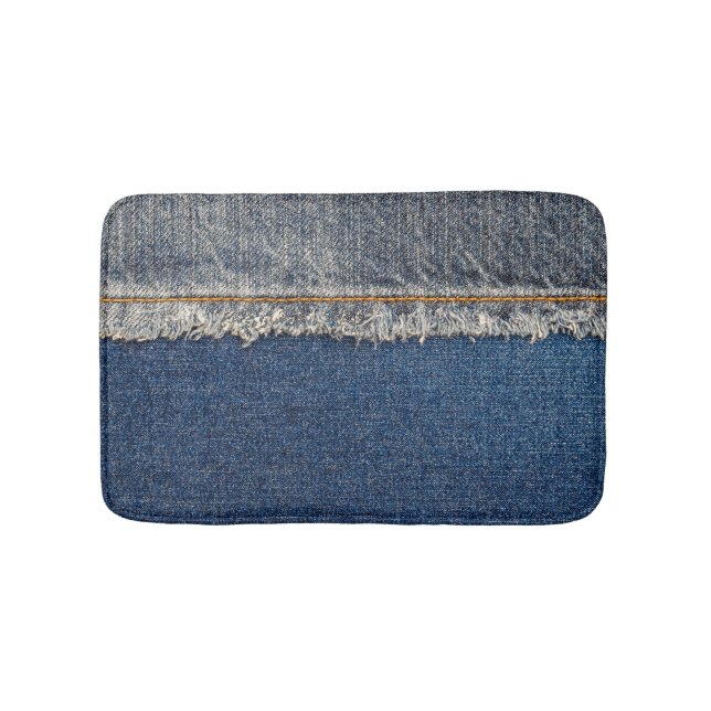 Tapete De Banheiro Cortina Laranja, Patch Duplo De Denim. (frente)