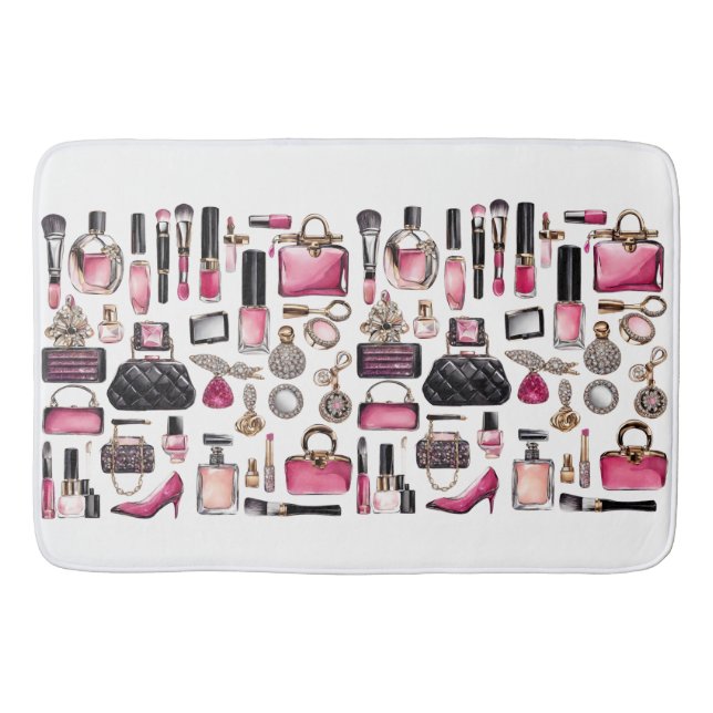 Tapete De Banheiro Cosméticos Makeup Brushes Nailpollish (Frente)