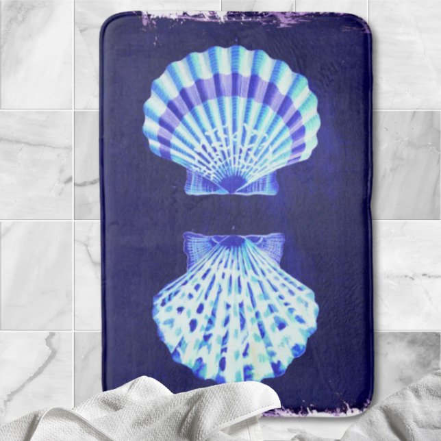 Tapete De Banheiro costa chic Beach Curso Cerrado náutico (coastal chic beach rustic nautical blue seashells bath mat)