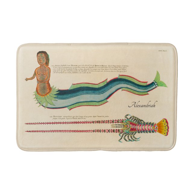 Tapete De Banheiro Costeira de lavagantes de Sereia Personalizada (Frente)