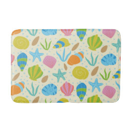 Tapete De Banheiro Costeiro com conchas lacrimogêneas e ostras