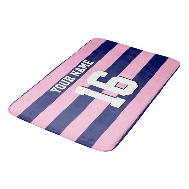 Tapete De Banheiro Cot Candy Pink Marinho Blue Team Jersey Preppy Str (Angulado)