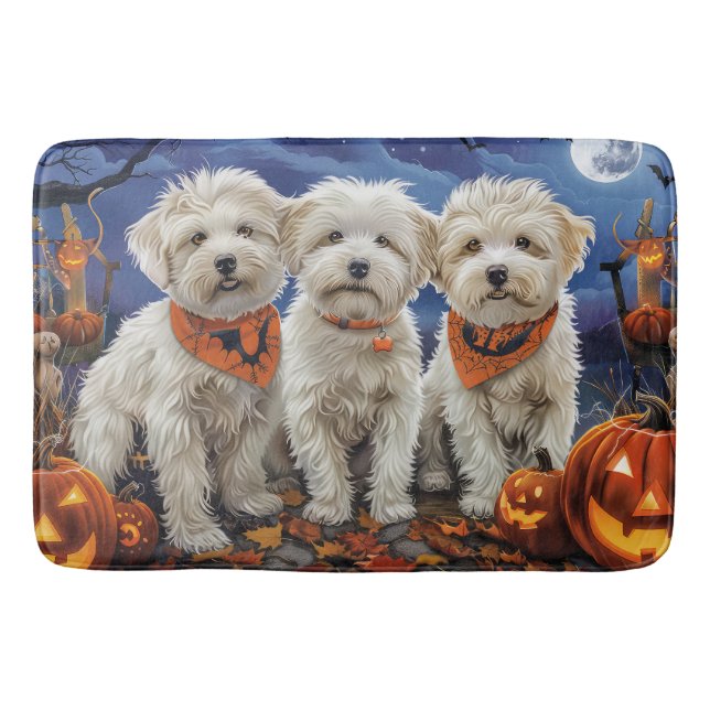 Tapete De Banheiro Coton De Tulear Halloween Spooky (Frente)