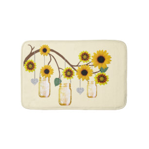 Tapete De Banheiro Country Rustic Yellow Mason Jars Bath Mat