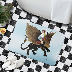 Tapete De Banheiro Cowgirl Winged Lion Fantasy Red
