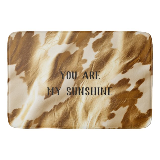 Tapete De Banheiro Cowhide de Creme Branco Dourado Ocidental (Frente)