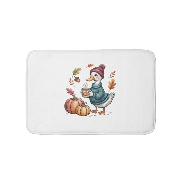 Tapete De Banheiro Cozy Pumpkin Café Goose Fall Art (frente)
