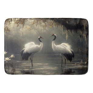 Tapete De Banheiro Crane Pair em um Misty Marsh