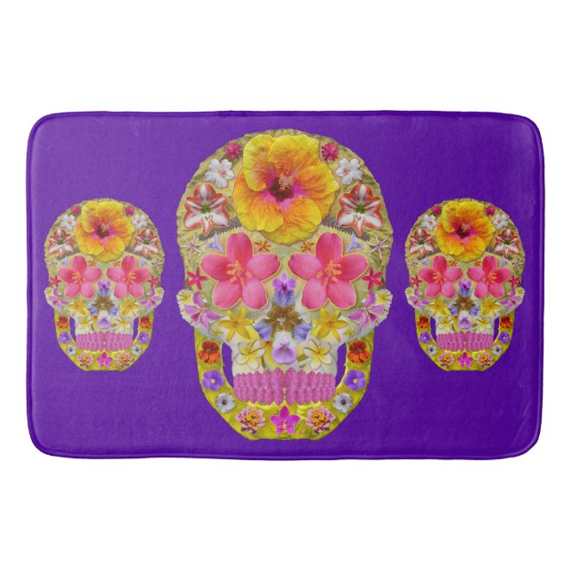 Tapete De Banheiro Crânio 4 da flor - tropical (Frente)