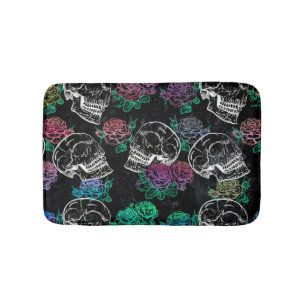 Tapete De Banheiro Crânios e Rosas escuros Funky Glam Grunge