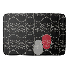 Tapete De Banheiro Crânios - Preto-Bato e Branco-Osso