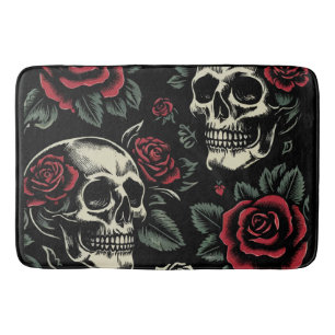 Tapete De Banheiro Crânios & Rosas Góticas Florais 