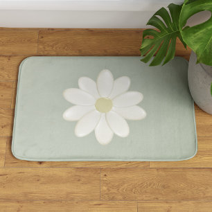 Tapete De Banheiro Cream Daisy Sage Green Large Bath Mat