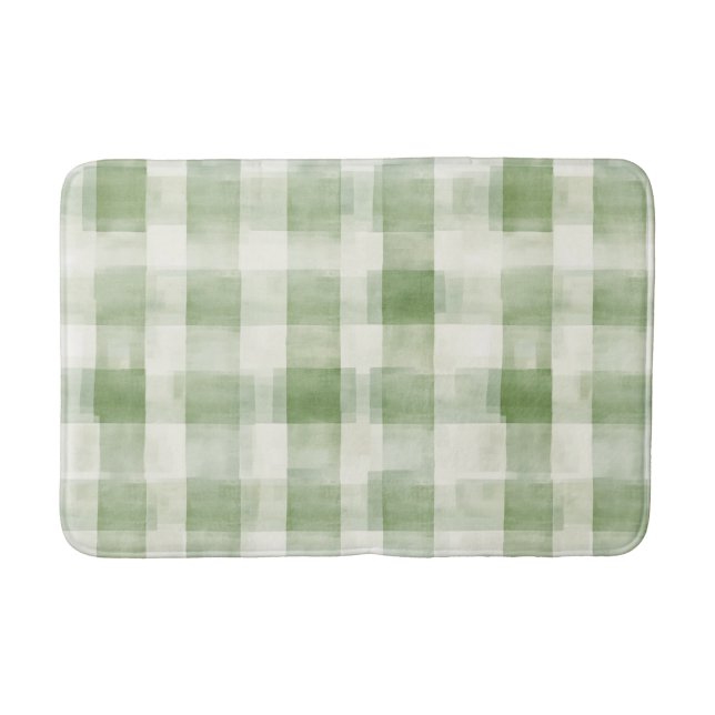 Tapete De Banheiro Cream Green Plaid   (Frente)