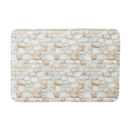 Tapete De Banheiro Cream White Grey Faux Stones  