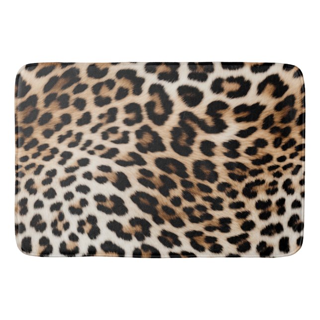 Tapete De Banheiro Creme Black Leopardo Print (Frente)