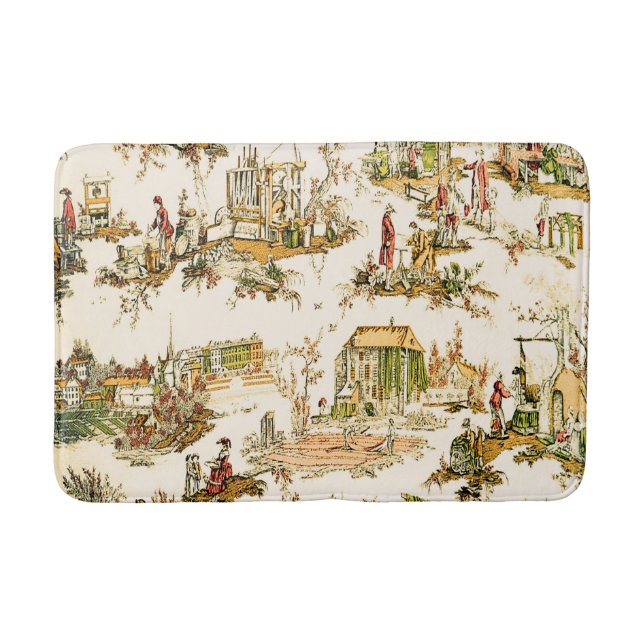 Tapete De Banheiro Creme francês Toile Chinoiserie Estilo Russo (Frente)