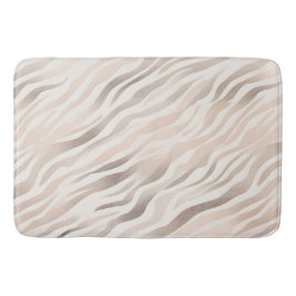 Tapete De Banheiro Creme Rosa Beige Zebra Impressão Animal
