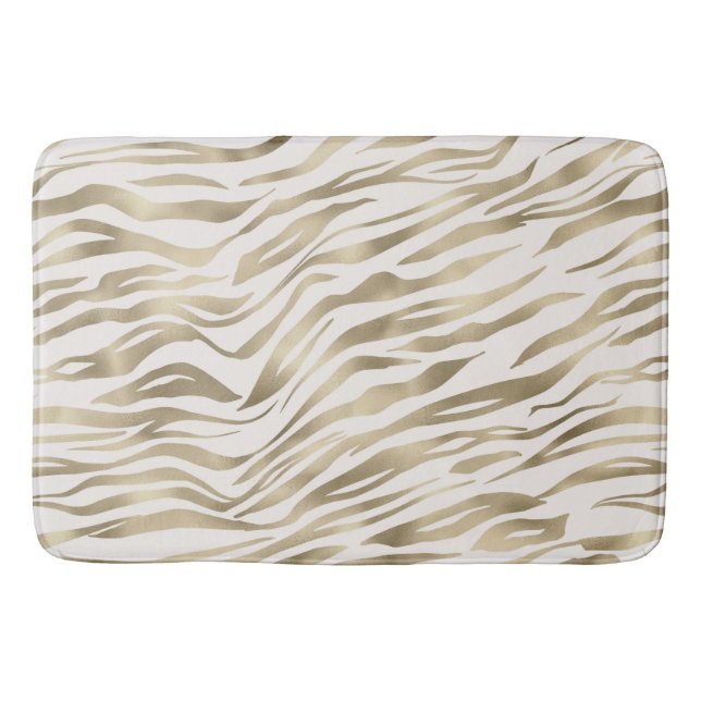Tapete De Banheiro Creme Zebra Dourada           (Frente)