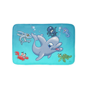 Tapete De Banheiro Criaturas do Mar de Cartoons