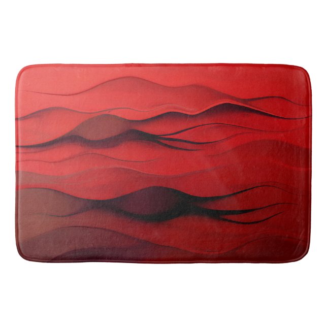 Tapete De Banheiro Crimson Flow – Abstract Red Waves of Motion (Frente)