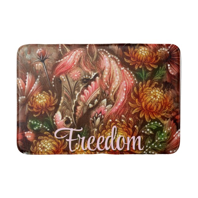 Tapete De Banheiro Crítemos Florais do Autumn Horse Personalizados (Frente)