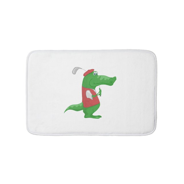 Tapete De Banheiro Crocodilo jogando cartoon de golfe (frente)