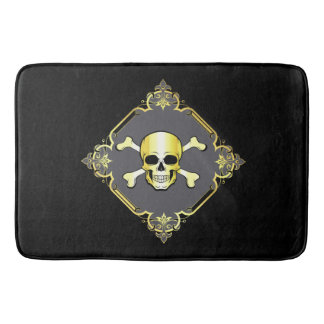 Tapete De Banheiro Crossbones/Jolly Roger/Pirate/gold/black