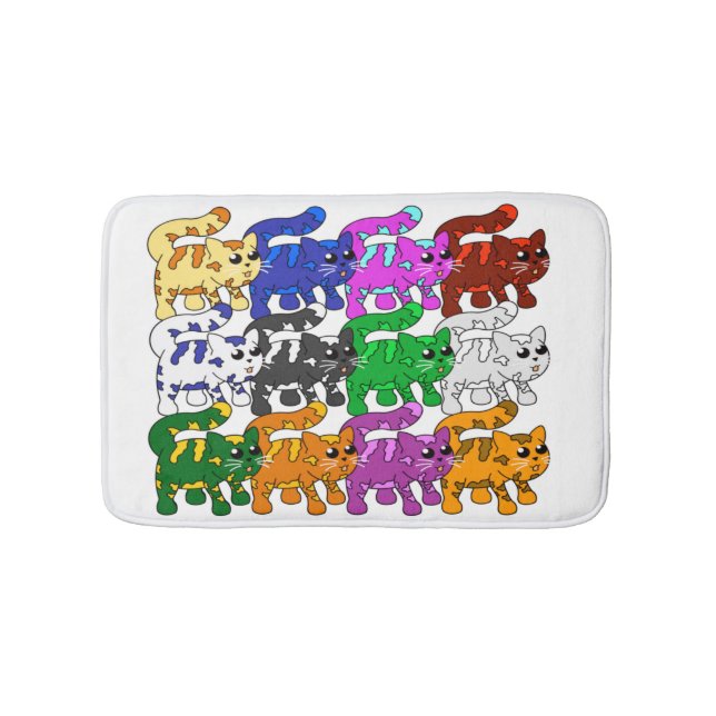 Tapete De Banheiro Crowd de Kitten, Padrão Xmas Bonito (frente)