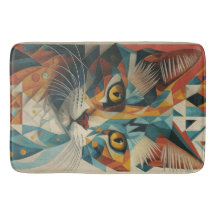 CUBISMO GEOMÉTRICO DE ABSTRATO DE GATO CIBERNÉTICO