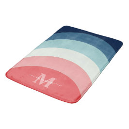 Tapete De Banheiro Curva Arco-Íris Cor-de-rosa Azul Stripe Nome Monog