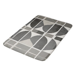 Tapete De Banheiro Curvas Geométricas Modernas em Cinzas e Branco