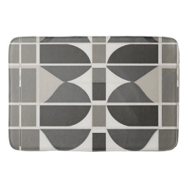 Tapete De Banheiro Curvas Geométricas Modernas em Cinzas e Branco