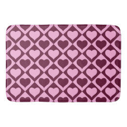 Tapete De Banheiro Custom Heart Checkerboard Pattern Bordeaux Pink -