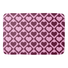 Tapete De Banheiro Custom Heart Checkerboard Pattern Bordeaux Pink - 
