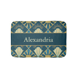Tapete De Banheiro Custom Name Art Deco Teal & Gold Luxe