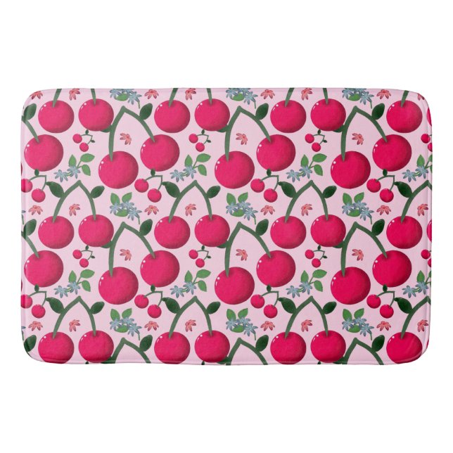 Tapete De Banheiro Cute Cherry  Pattern, Glossy Kawaii Fruit (Frente)