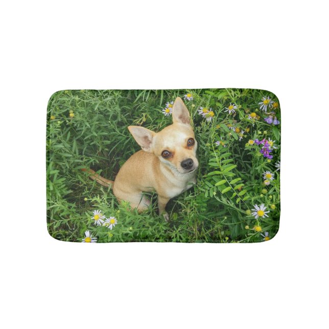 Tapete De Banheiro Cute Chihuahua em Grass Meadow (frente)