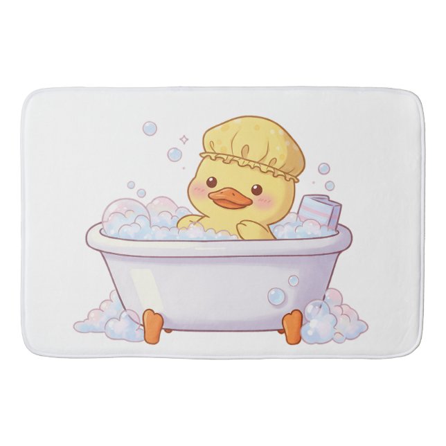 Tapete De Banheiro Cute Duck Taking a Bubble Bath (Frente)